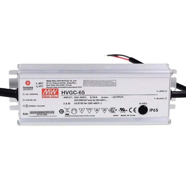 Bộ nguồn LED Meanwell HVGC-65-500B (65W 13-130V 500mA) 1 Bộ nguồn LED Meanwell HVGC-65-500B (65W 13-130V 500mA)