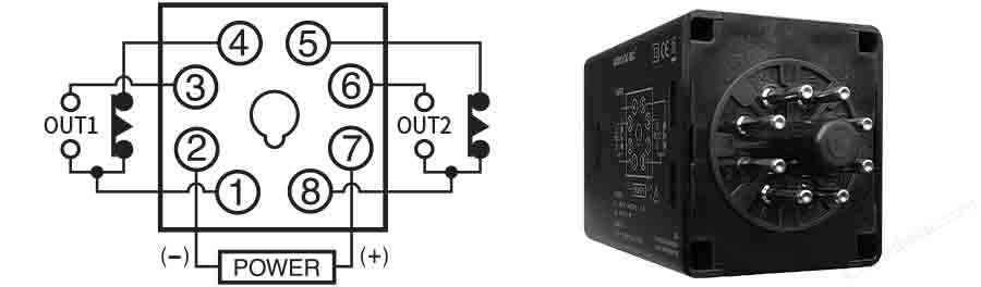 Rơ le thời gian (Timer) Hanyoung T38A-6N-A 6 Cách đấu dây timer Analog Hanyoung T38A