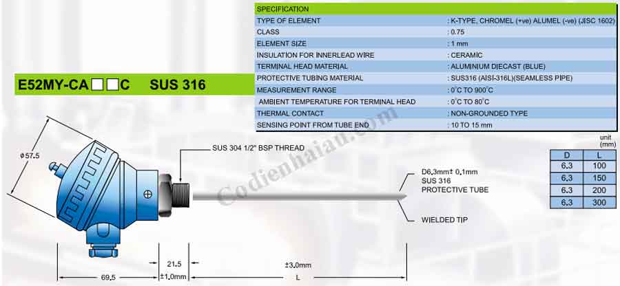 Đầu dò nhiệt độ Omron E52MY-CA15C (loại K, 15cm) 3 Dau-do-nhiet-do-omron-E52MY-CA