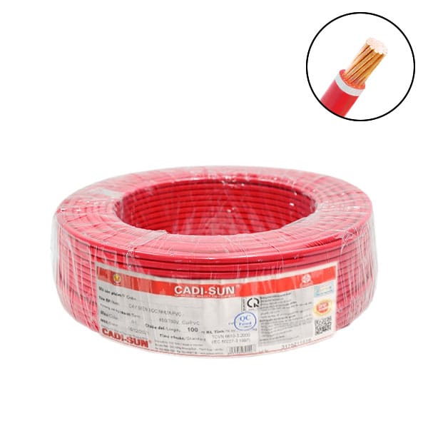 Dây điện 1 lõi Cadisun CV-1x25mm2–0.6/1KV (Đỏ) 1 Dây điện 1 lõi Cadisun CV-1x25mm2–0.6/1KV (Đỏ)