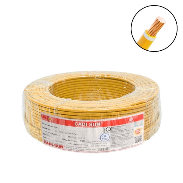 Dây điện 1 lõi Cadisun CV-1x800mm2–0.6/1KV (Vàng) 1 Dây điện 1 lõi Cadisun CV-1x800mm2–0.6/1KV (Vàng)