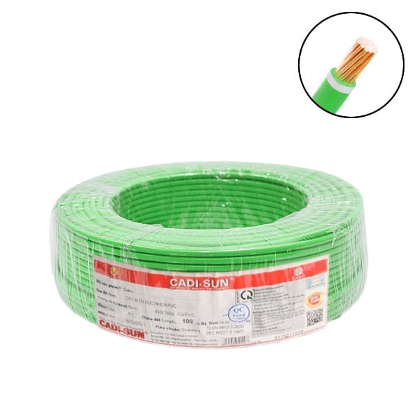Dây điện 1 lõi Cadisun CV-1x95mm2–0.6/1KV (Xanh lá) 1 Dây điện 1 lõi Cadisun CV-1x95mm2–0.6/1KV (Xanh lá)