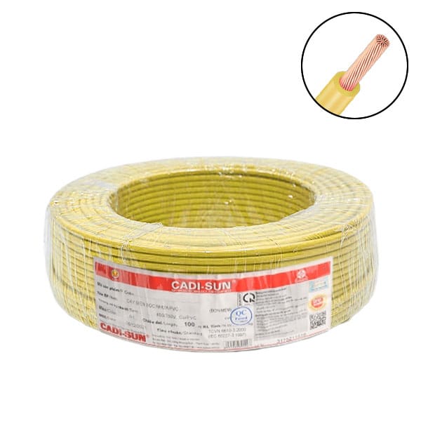 Dây điện 1 lõi Cadisun VCSF-1x4mm2–450V, 750V (Vàng) 1 Dây điện 1 lõi Cadisun VCSF-1x4mm2–450V, 750V (Vàng)