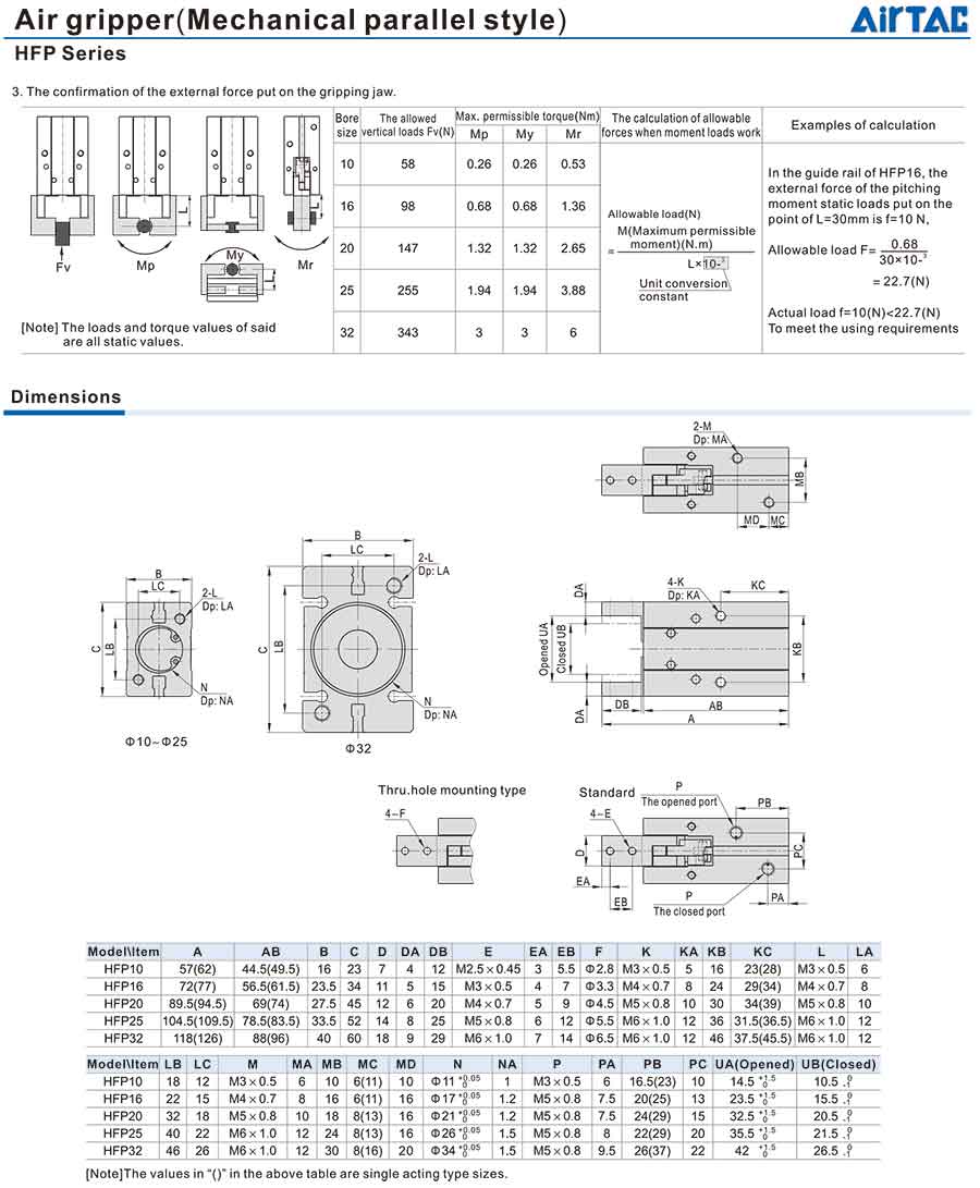 Xy lanh tay kẹp Airtac HFP 9 Kep khi HFP 4