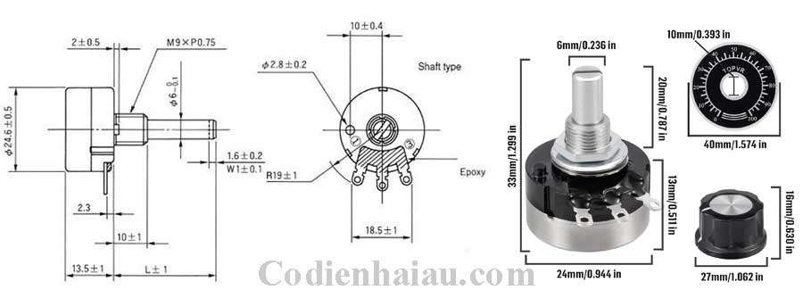 Biến trở Tocos RV24YN20S-B103 10K 3 Kich-thuoc-lap-dat-bien-tro-tocos