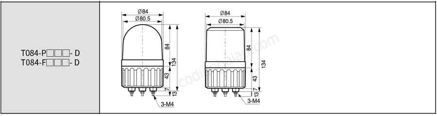 Đèn xoay cảnh báo Hanyoung T084-FFD24G-D 24VDC (có còi) 5 Kich-thuoc-lap-dat-den-xoay-canh-bao-hanyoung-t084-d