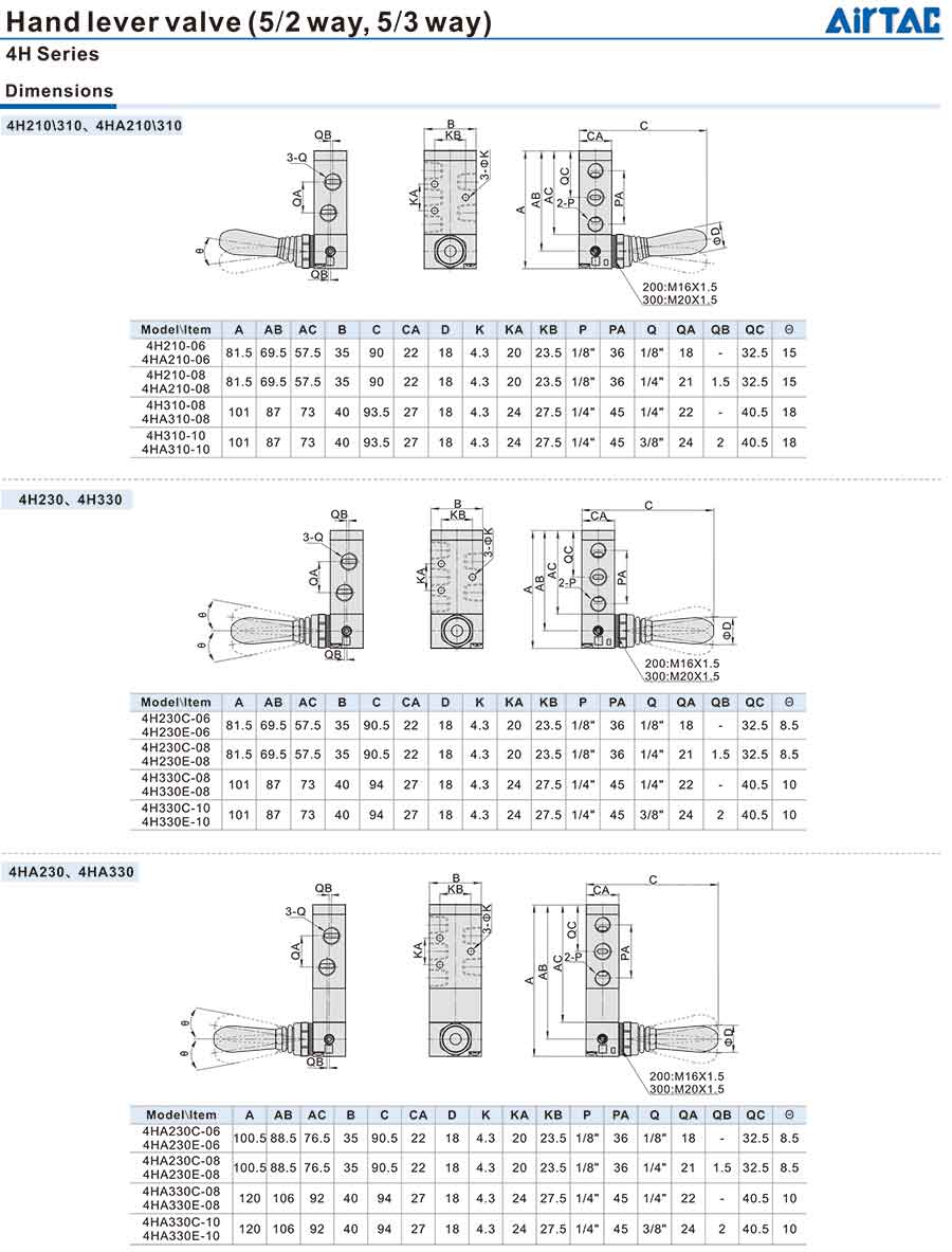 Van cơ khí Airtac 4H 5 Van 4H 2