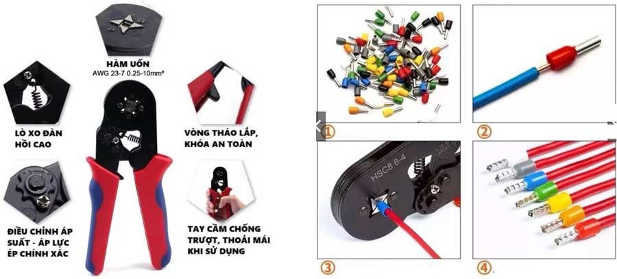 Kìm bấm cos HSC8 6-4A (0.25-10mm2) 3 Kìm bấm cos HSC8 6-4A (0.25-10mm2)