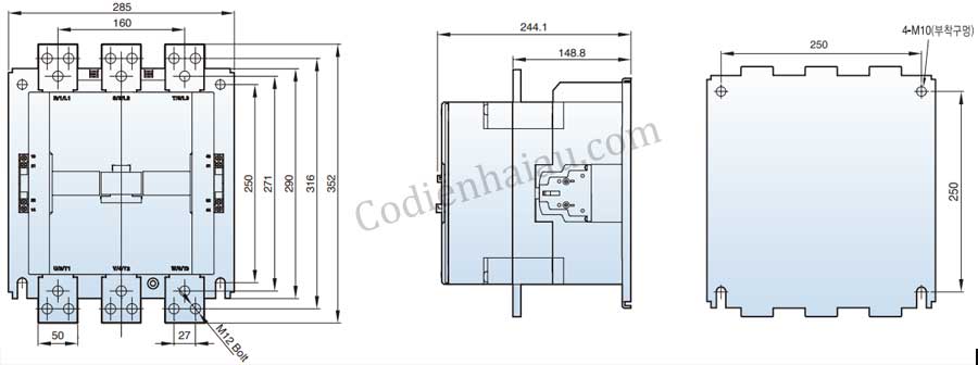Contactor LS MC-330a 380V 330A 160kW 2NC+2NO 3 contactor-ls-mc265-mc400a