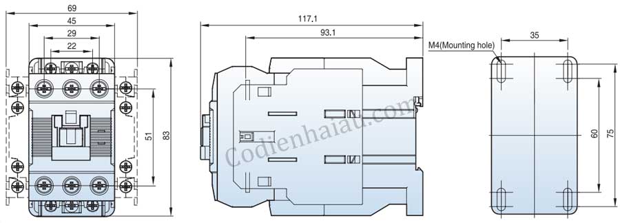 Contactor LS MC-40a 24VDC 40A 18.5kW 2NC+2NO 3 contactor-ls-mc32-mc40b-24vdc