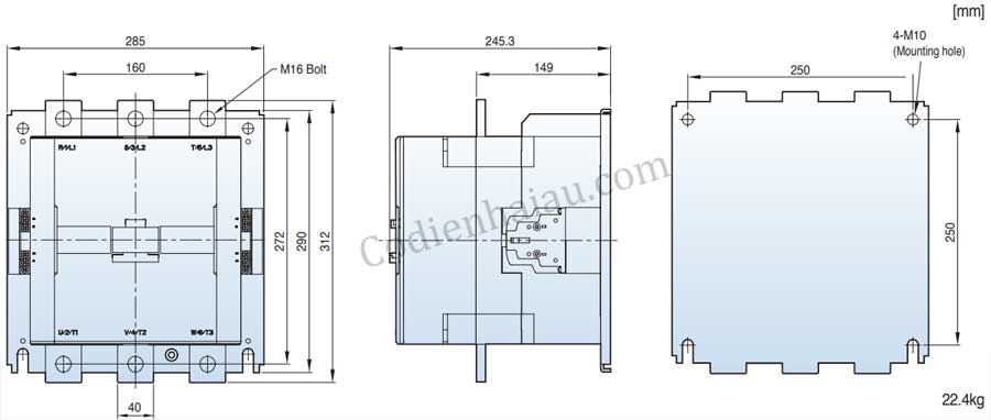 Contactor LS MC-500a 380V 500A 265kW 2NC+2NO 3 contactor-ls-mc500-mc800a