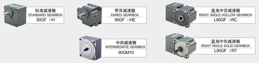 Hộp giảm tốc mini 90GF-120-RC 1/120 (12 Vòng/phút) 3 Các mẫu đầu giảm tốc