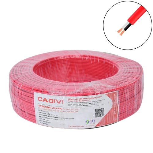Dây điện đôi Cadivi VCmo/LF-2×4 mm2 (Đỏ) – 300/500V 5 Dây điện đôi Cadivi VCmo/LF-2×4 mm2 (Đỏ) – 300/500V