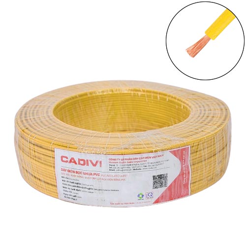 Dây điện đơn mềm Cadivi VCm/LF-2.5 mm2 (Vàng) – 450/750V 4 Dây điện đơn mềm Cadivi VCm/LF-2.5 mm2 (Vàng) – 450/750V