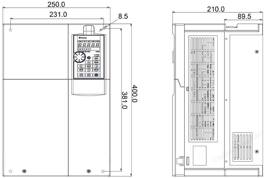 Biến tần Shihlin SF3-043-22K/18.5K-G 3 Pha 380V 7 kich thuoc lap dat bien tan shihlin sf3 frame c 1
