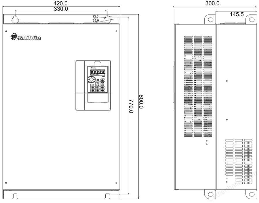 Biến tần Shihlin SF3-043-160K/132K-G 3 Pha 380V 7 kich thuoc lap dat bien tan shihlin sf3 frame f