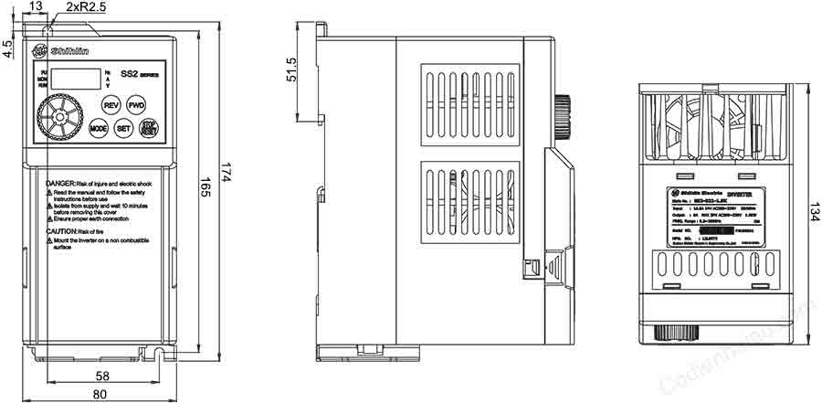 Biến tần Shihlin SS2-023-1.5K 3 Pha 220V 7 kich thuoc lap dat bien tan shihlin ss2 frame a 2
