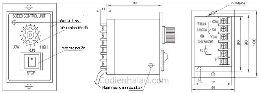 Bộ điều chỉnh motor giảm tốc 250W 5 kich-thuoc-lap-dat-bo-dieu-chinh-giam-toc-us-52