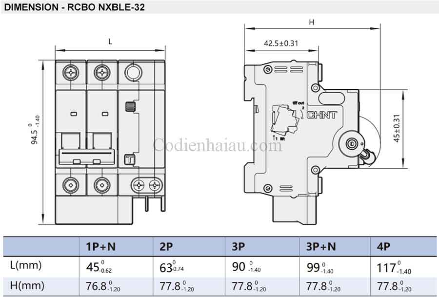 RCBO Chint NXBLE-32 6A 1P+N 30mA 6kA 3 kich-thuoc-lap-dat-rcbo-chint-nxble-32
