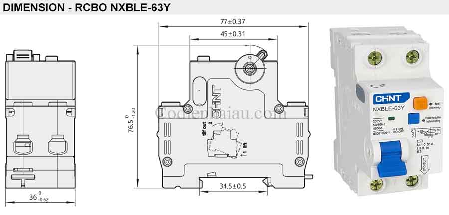 RCBO Chint NXBLE-63Y 6A 30mA 4.5kA 1P+N 3 kich-thuoc-lap-dat-rcbo-chint-nxble-63y-1p-n