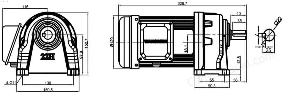 Motor giảm tốc GH22-400W-20S 0.4kW 1/20 (71 Vòng/phút) 4 kich thuoc motor giam toc wanshsin gh22 1