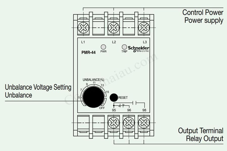 Rơ le bảo vệ mất pha Schneider PMR-440N7Q 340-480V 6 Rơ le bảo vệ mất pha Schneider PMR-44