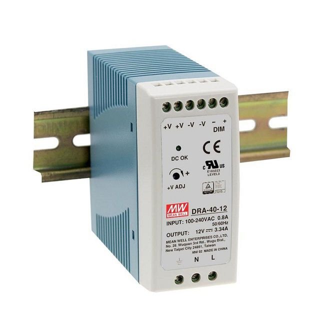 Bộ nguồn Meanwell DRA-40-12 (40W 12V 3.34A) 1 Bộ nguồn Meanwell DRA-40-12 (40W 12V 3.34A)
