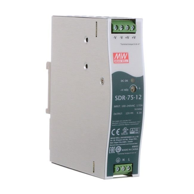 Bộ nguồn Meanwell SDR-75-12 (75W 12V 6.3A) 1 Bộ nguồn Meanwell SDR-75-12 (75W 12V 6.3A)