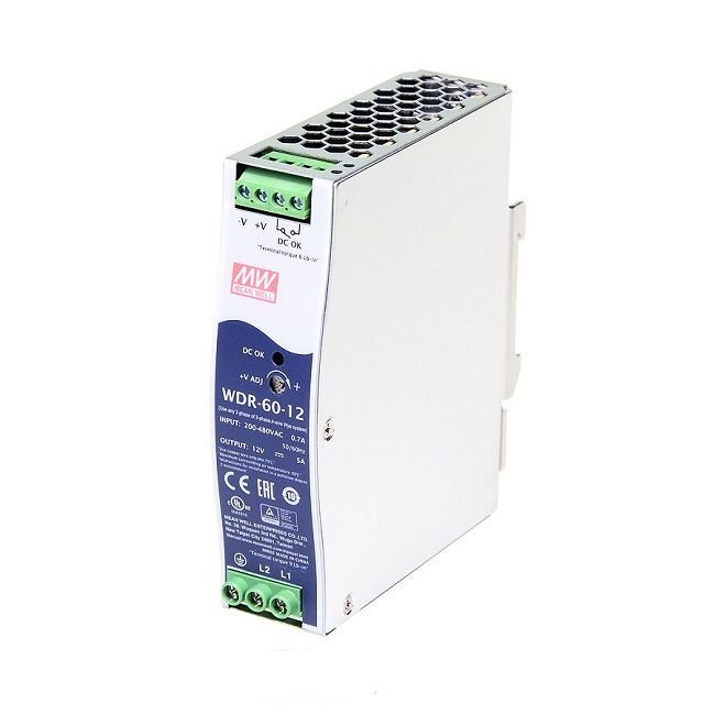 Bộ nguồn Meanwell WDR-60-12 (60W 12V 5A) 1 Bộ nguồn Meanwell WDR-60-12 (60W 12V 5A)